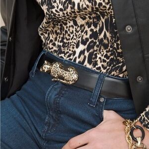 NWT Chico’s Leopard with Stones Black Belt Size Large